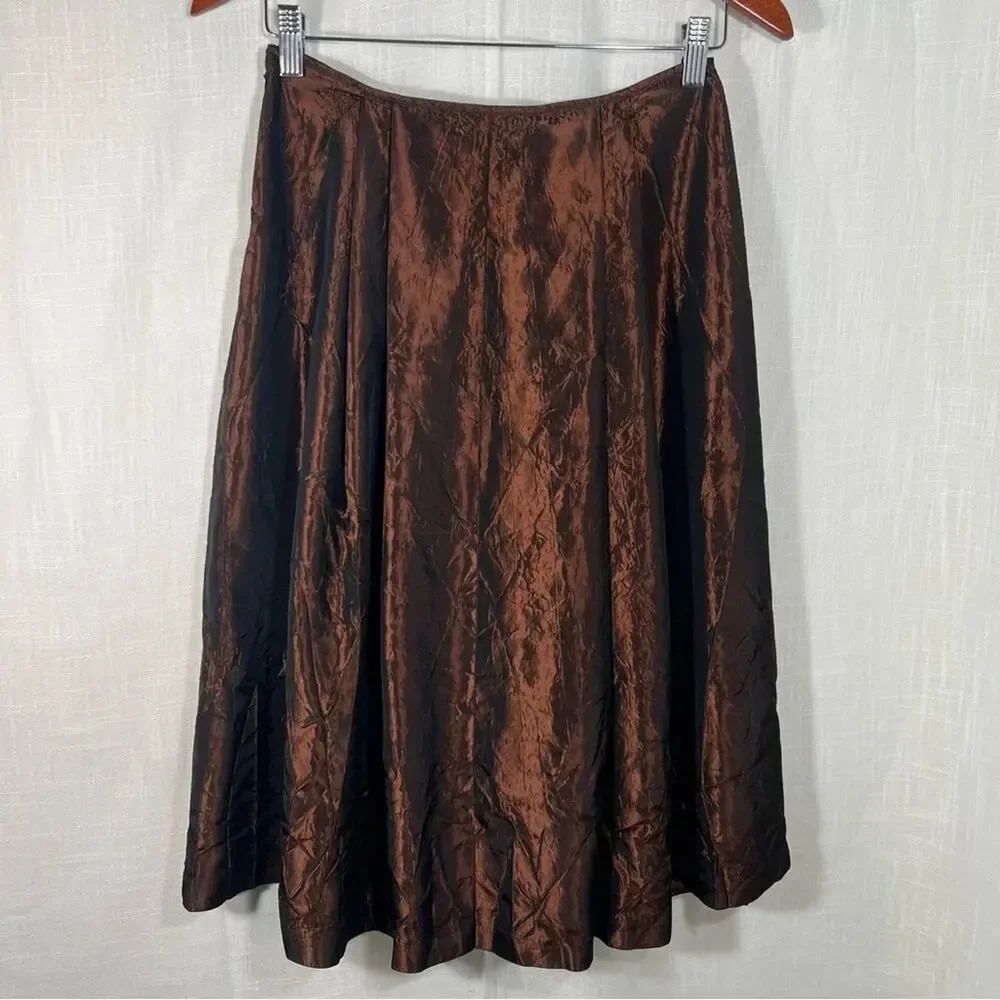 Vita Di Moda Metallic Golden Amber Copper Shimmer Event Skirt Size Small